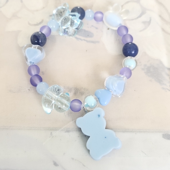 Bear duck heart Rabbit Stretch Purple Blue bracelet - Picture 3 of 5